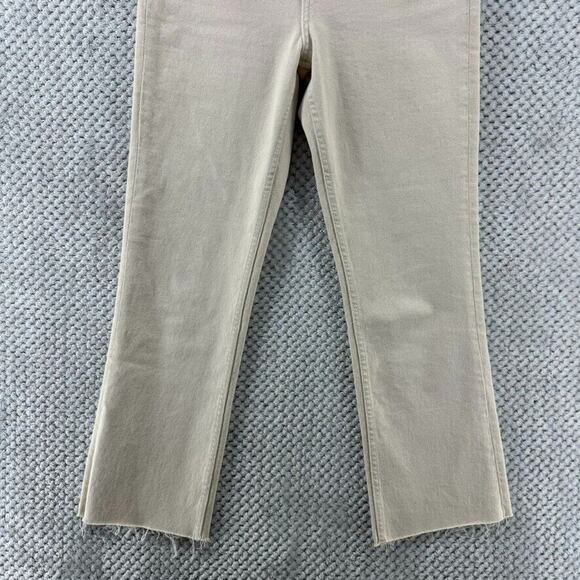 Zara Jeans Women 4 Cream Light Wash High Rise Straight Leg Cropped Denim Stretch - Picture 4 of 15